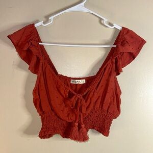 Juniors small burnt orange crop top